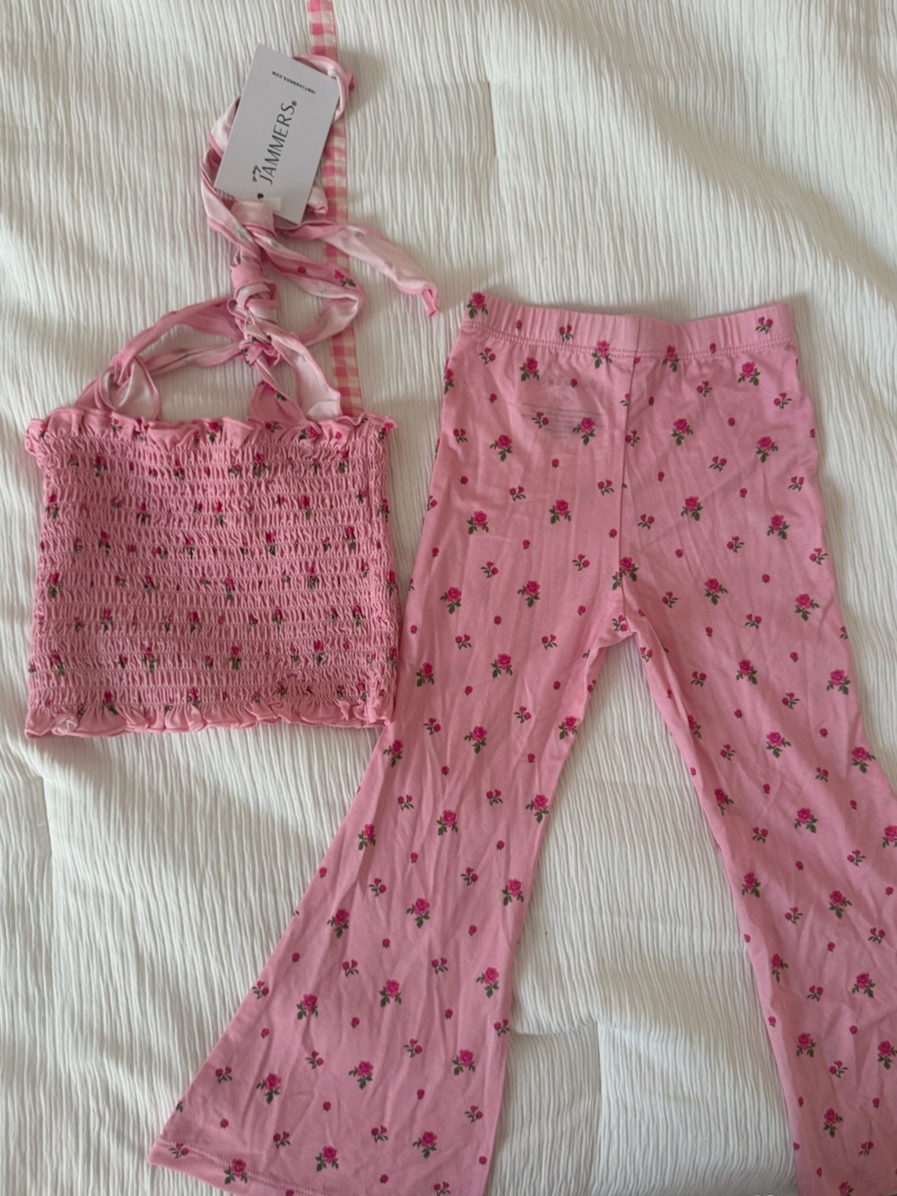 In my jammers Girls Pink Floral Smocked Bandeau & Tie-Back Set